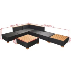 vidaXL - Tuinbank Set - Zwart - Poly rattan Clearance