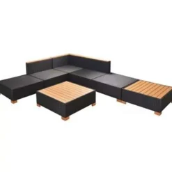 vidaXL - Tuinbank Set - Zwart - Poly rattan Clearance