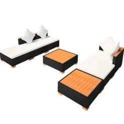 vidaXL - Tuinbank Set - Zwart - Poly rattan Clearance
