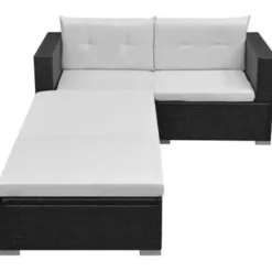 vidaXL - Tuinbank Set - Zwart - Poly rattan Sale