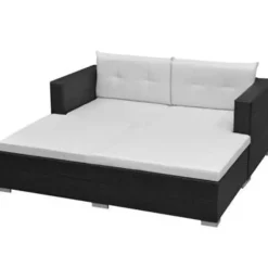 vidaXL - Tuinbank Set - Zwart - Poly rattan Sale