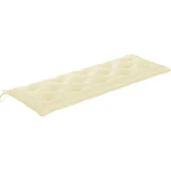 vidaXL - Tuinbank stapelbaar met crème kussen - Teakhout - 159x57.5x90 cm Sale