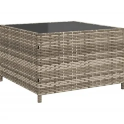 vidaXL - tuinbank voor 5 met kussens grijs poly rattan 3 stuks Outlet