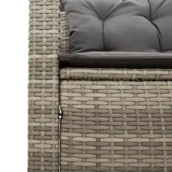 vidaXL - tuinbank voor 5 met kussens grijs poly rattan 3 stuks Outlet