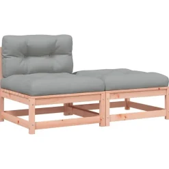 vidaXL - Tuinbank zonder armleuningen - Bruin - Hout - Met kussens en voetenbank Hot