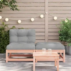 vidaXL - Tuinbank zonder armleuningen - Bruin - Hout - Met kussens en voetenbank Hot