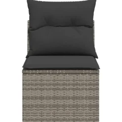 vidaXL - Tuinbank zonder armleuning - Grijs - Poly rattan - Met kussens Sale