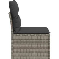 vidaXL - Tuinbank zonder armleuning - Grijs - Poly rattan - Met kussens Sale