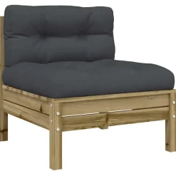 vidaXL - Tuinbank zonder armleuningen - Bruin - Hout - Met kussens