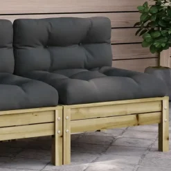 vidaXL - Tuinbank zonder armleuningen - Bruin - Hout - Met kussens