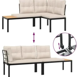 vidaXL - Tuinbanken met taupe kussens - Gepoedercoat staal - 2 stuks Discount