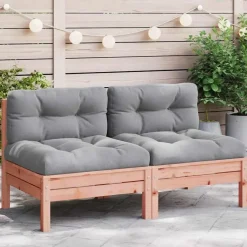 vidaXL - Tuinbanken zonder armleuningen - Bruin - Hout - 2 stuks - Met kussens Outlet