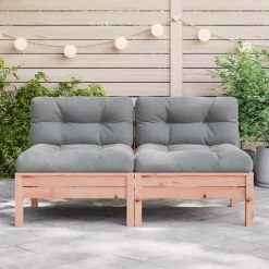 vidaXL - Tuinbanken zonder armleuningen - Bruin - Hout - 2 stuks - Met kussens Outlet