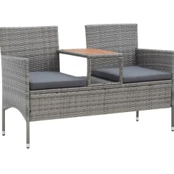 vidaXL - Tuinbankje - Grijs - Poly rattan