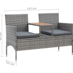 vidaXL - Tuinbankje - Grijs - Poly rattan