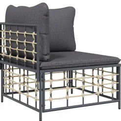 vidaXL - Tuinhoekbank - Antraciet - Poly rattan - Met kussens Clearance