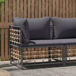 vidaXL - Tuinhoekbank - Antraciet - Poly rattan - Met kussens Clearance