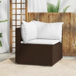 vidaXL - Tuinhoekbank - Bruin - Poly rattan - Met kussens Discount