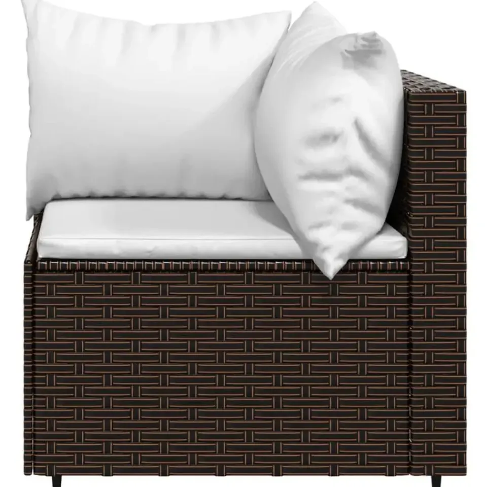 vidaXL - Tuinhoekbank - Bruin - Poly rattan - Met kussens Discount