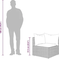 vidaXL - Tuinhoekbank - Bruin - Poly rattan - Met kussens Discount