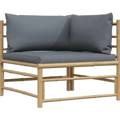 vidaXL - Tuinhoekbank - Grijs - Bamboe - Met kussens