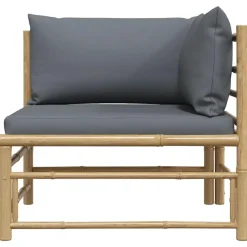 vidaXL - Tuinhoekbank - Grijs - Bamboe - Met kussens