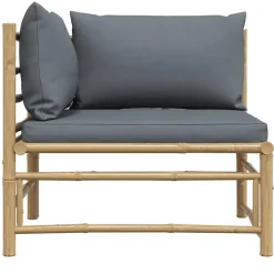 vidaXL - Tuinhoekbank - Grijs - Bamboe - Met kussens
