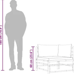 vidaXL - Tuinhoekbank - Grijs - Bamboe - Met kussens