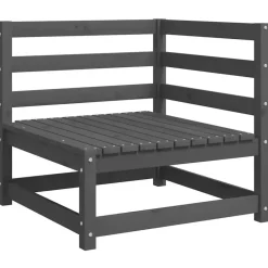 vidaXL - Tuinhoekbank - Grijs - Grenenhout - Met antracietkleurige kussens Online