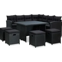 vidaXL - Tuinloungeset - Zwart - Poly rattan - 6 stuks - Met kussens New