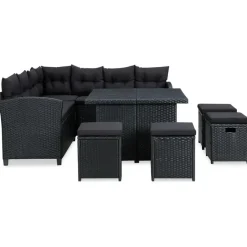 vidaXL - Tuinloungeset - Zwart - Poly rattan - 6 stuks - Met kussens New