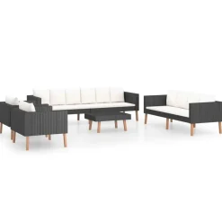 vidaXL - Tuinloungeset - Zwart - Poly rattan - 5 stuks - Met kussens