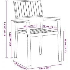vidaXL - Tuinmeubelen - Bruin - Massief acaciahout - 56 x 57 x 87cm Discount