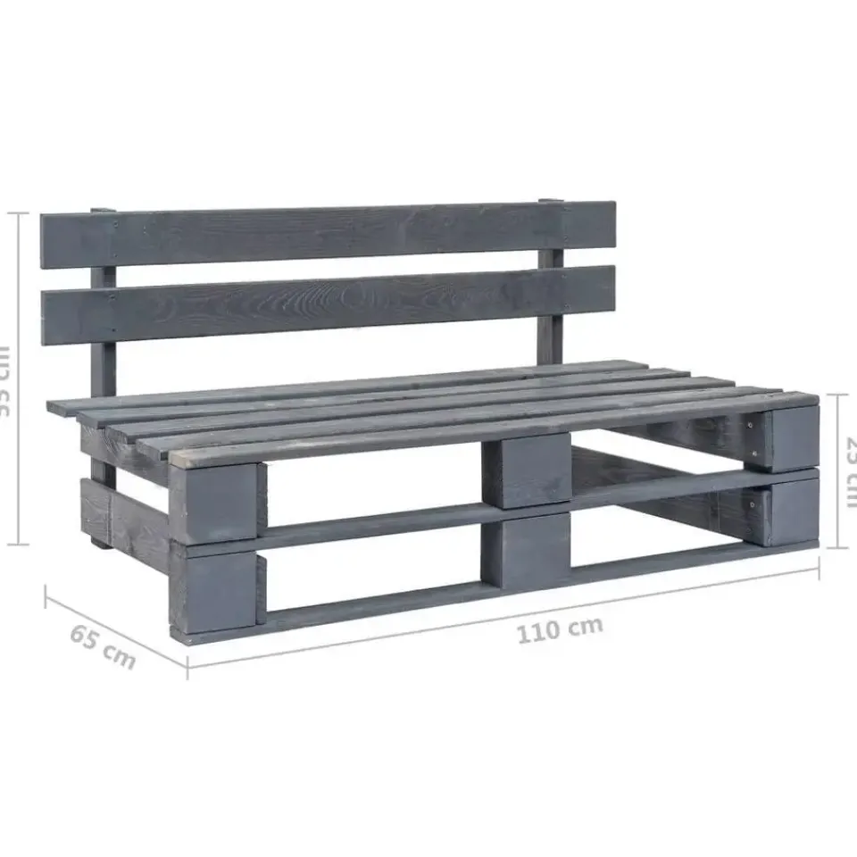 vidaXL - Tuinmiddenbank pallet - Grijs - Grenenhout Hot