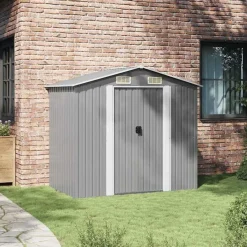 vidaXL - Tuinschuur - Grijs - Staal
