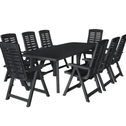 vidaXL - Tuinset - Antraciet - Kunststof - 9 stuks Best