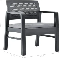 vidaXL - Tuinset - Antraciet - Kunststof Discount