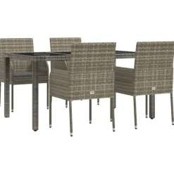 vidaXL - Tuinset - Grijs - Poly rattan - 150 cm - 5 stuks - Met kussens Discount