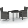 vidaXL - Tuinset - Grijs - Poly rattan - 3 stuks - Met kussens Online