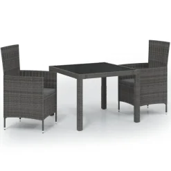 vidaXL - Tuinset - Grijs - Poly rattan - 3 stuks - Met kussens Online