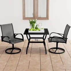 vidaXL - Tuinset - Grijs - Staal - 80 cm tafellengte Best