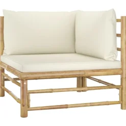 vidaXL - Tuinset - Wit - Bamboe - 6 stuks Met kussens