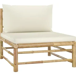 vidaXL - Tuinset - Wit - Bamboe - 6 stuks Met kussens
