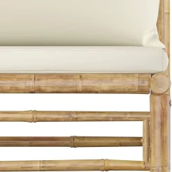 vidaXL - Tuinset - Wit - Bamboe - 6 stuks Met kussens