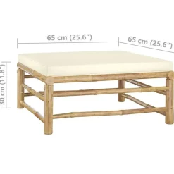 vidaXL - Tuinset - Wit - Bamboe - 4 stuks - Met kussens Sale