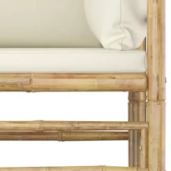 vidaXL - Tuinset - Wit - Bamboe - 4 stuks - Met kussens Sale