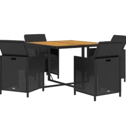 vidaXL - Tuinset - Zwart - Poly rattan - 5 stuks - Met kussens Hot