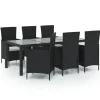 vidaXL - Tuinset - Zwart - Poly rattan - 7 stuks - Met kussens Best
