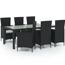 vidaXL - Tuinset - Zwart - Poly rattan - 7 stuks - Met kussens Best