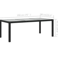vidaXL - Tuinset - Zwart - Poly rattan - 7 stuks - Met kussens Best